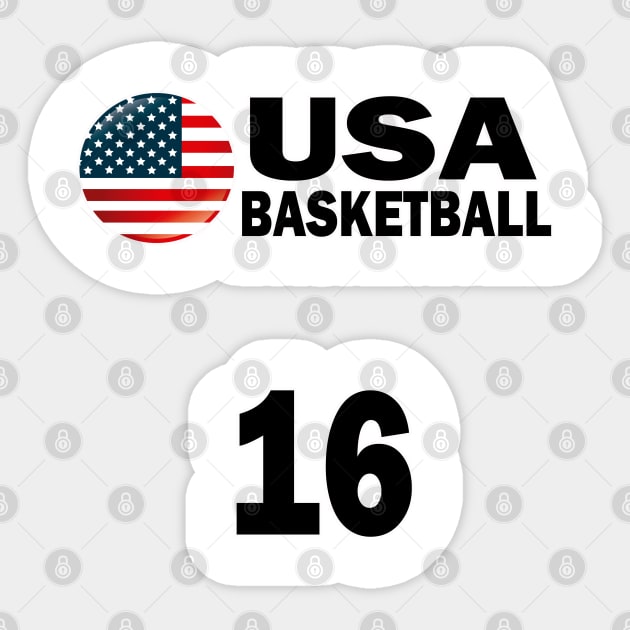 USA Basketball Number 16 T-shirt Design Sticker by werdanepo